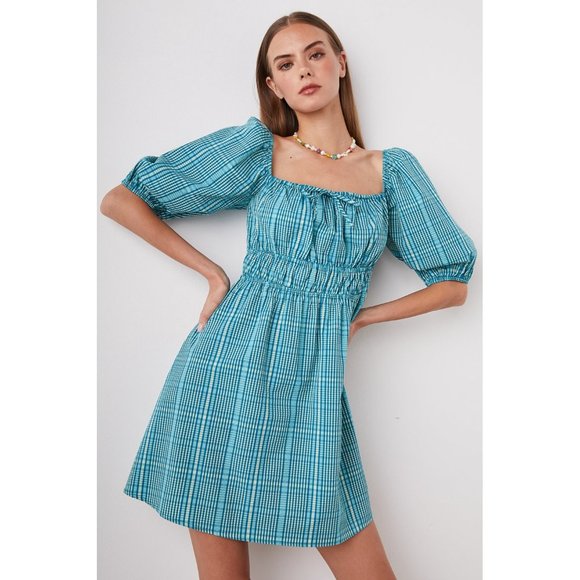 RAILS Brenda Check Cotton Blend Mini dress Size L - Picture 3 of 13